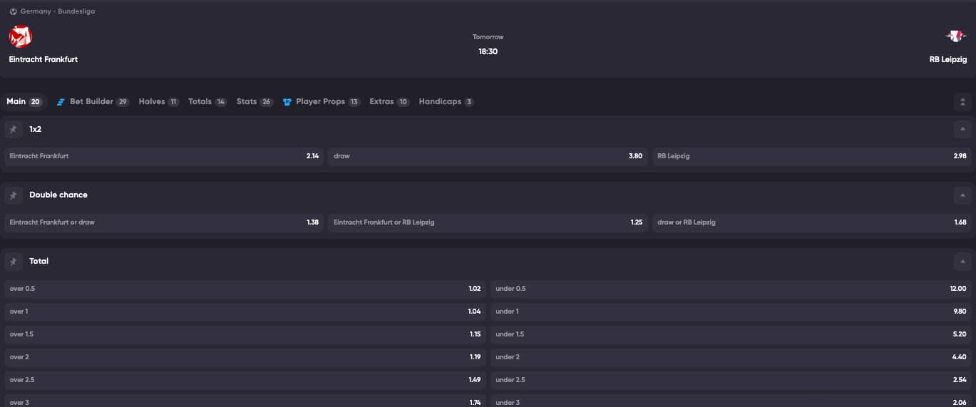 Eintracht Frankfurt RB Leipzig Bundesliga 2025 április Instant Casino