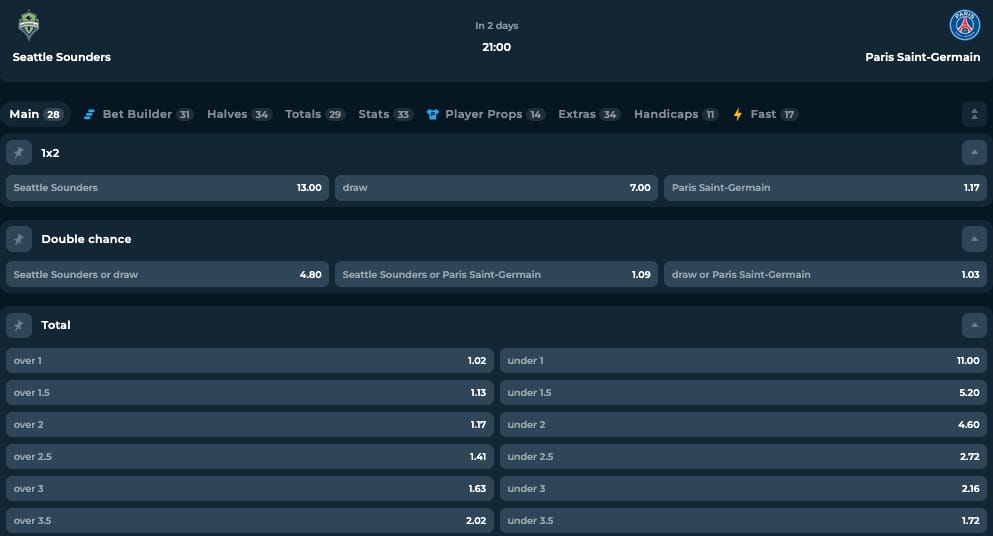 Seattle Sounders PSG klub vb Mega Dice