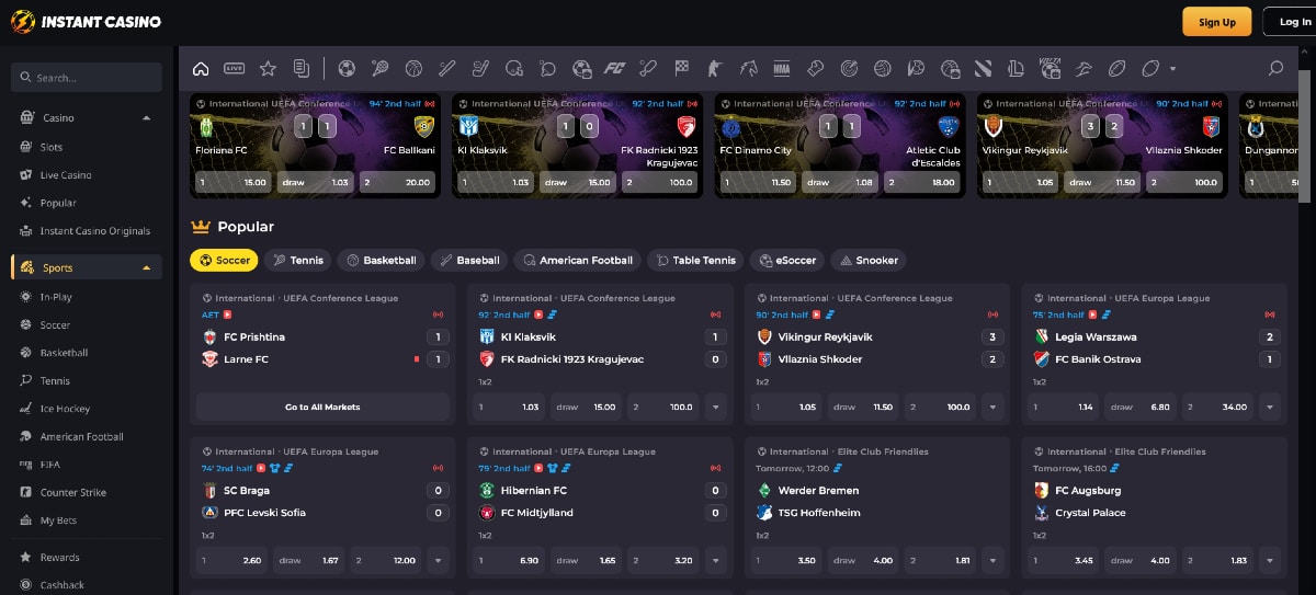 Instant Casino Külföldi fogadó oldalak