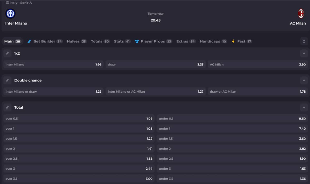 Inter Milan Serie A 2025 november Instant Casino